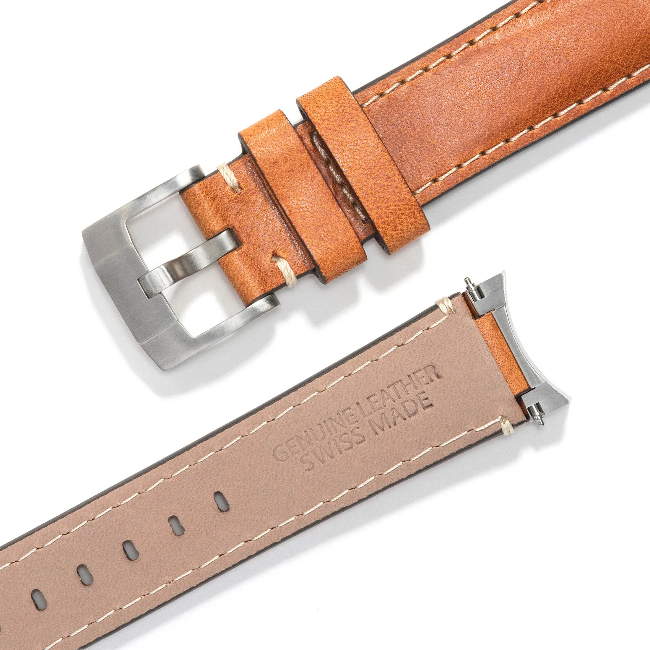 Steel End Link Leather Strap for Rolex Explorer I with Tang Buckle