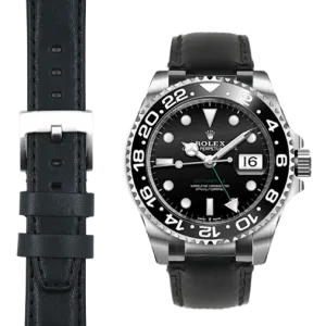 Steel End Link Leather Strap for Rolex GMT Master II Ceramic with Tang Buckle