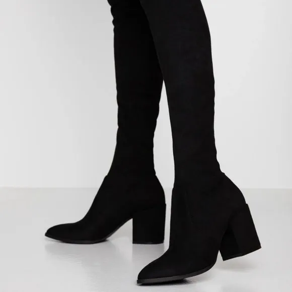 Steve Madden Jacey over-the-Knee Black Microsuede Boots Women's Size 7.5