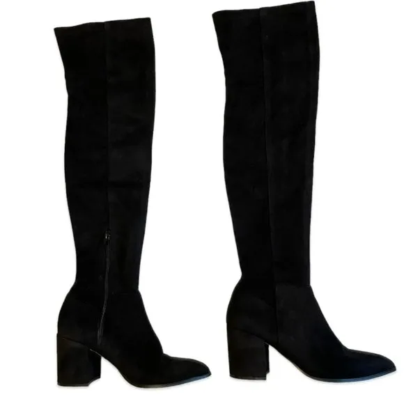Steve Madden Jacey over-the-Knee Black Microsuede Boots Women's Size 7.5
