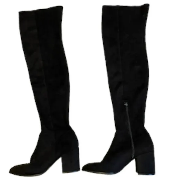 Steve Madden Jacey over-the-Knee Black Microsuede Boots Women's Size 7.5