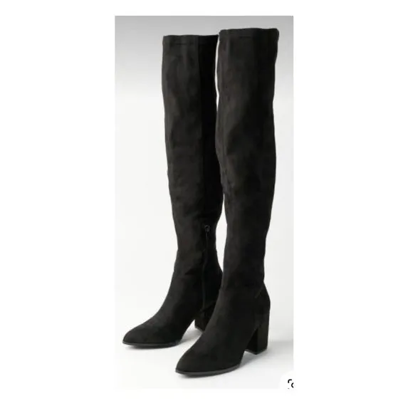 Steve Madden Jacey over-the-Knee Black Microsuede Boots Women's Size 7.5