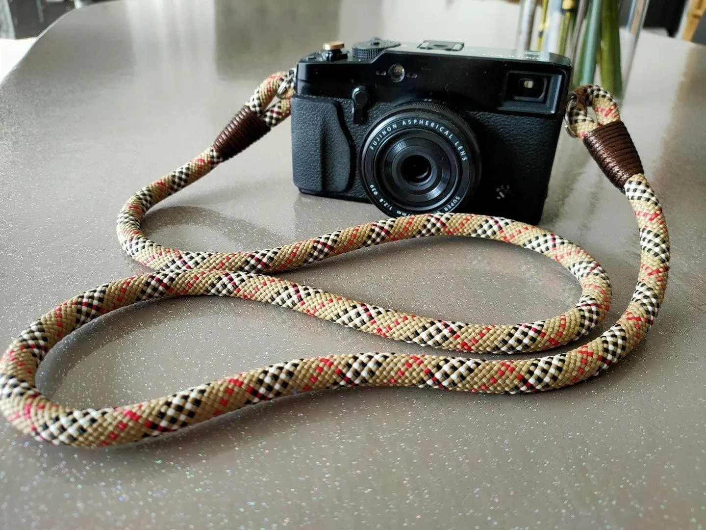 Tartan Beige Camera Strap