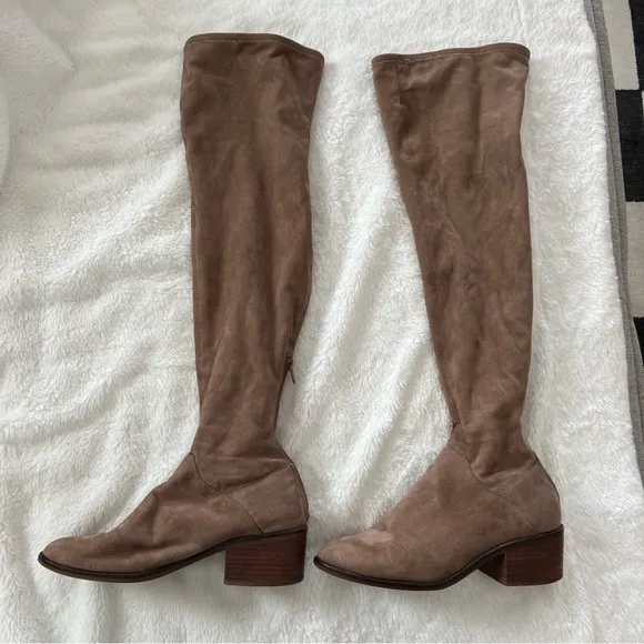 Taupe Suede Over The Knee Boots Size 7