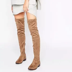 Taupe Suede Over The Knee Boots Size 7