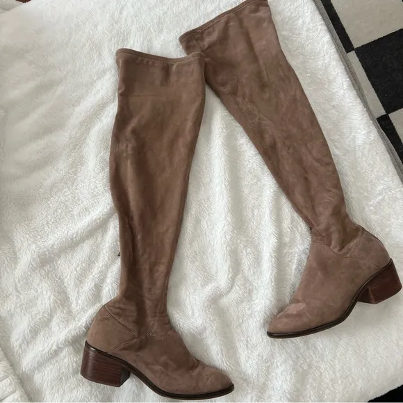 Taupe Suede Over The Knee Boots Size 7