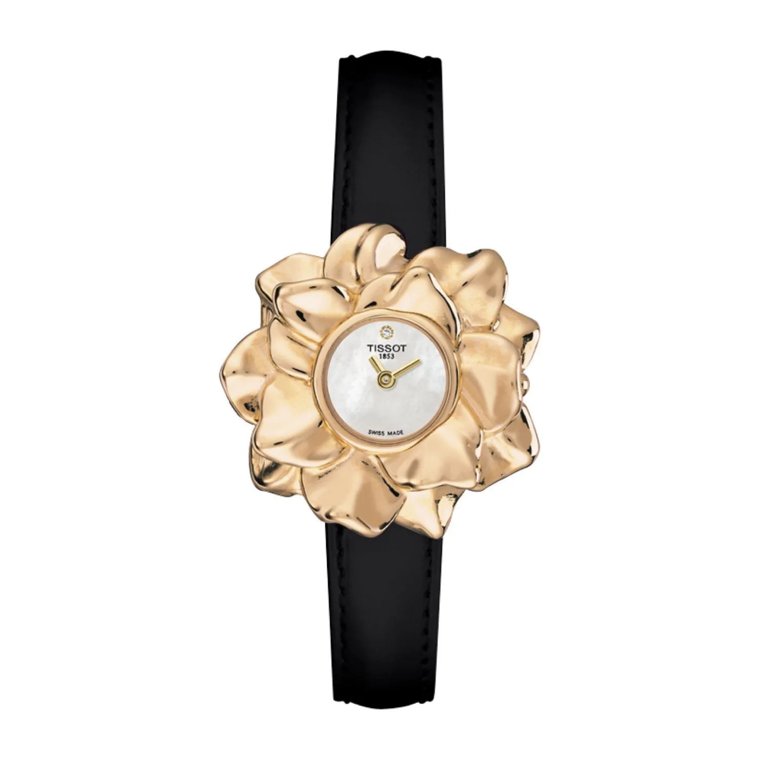 Tissot 11mm Water Lilly Glossy black leather strap
