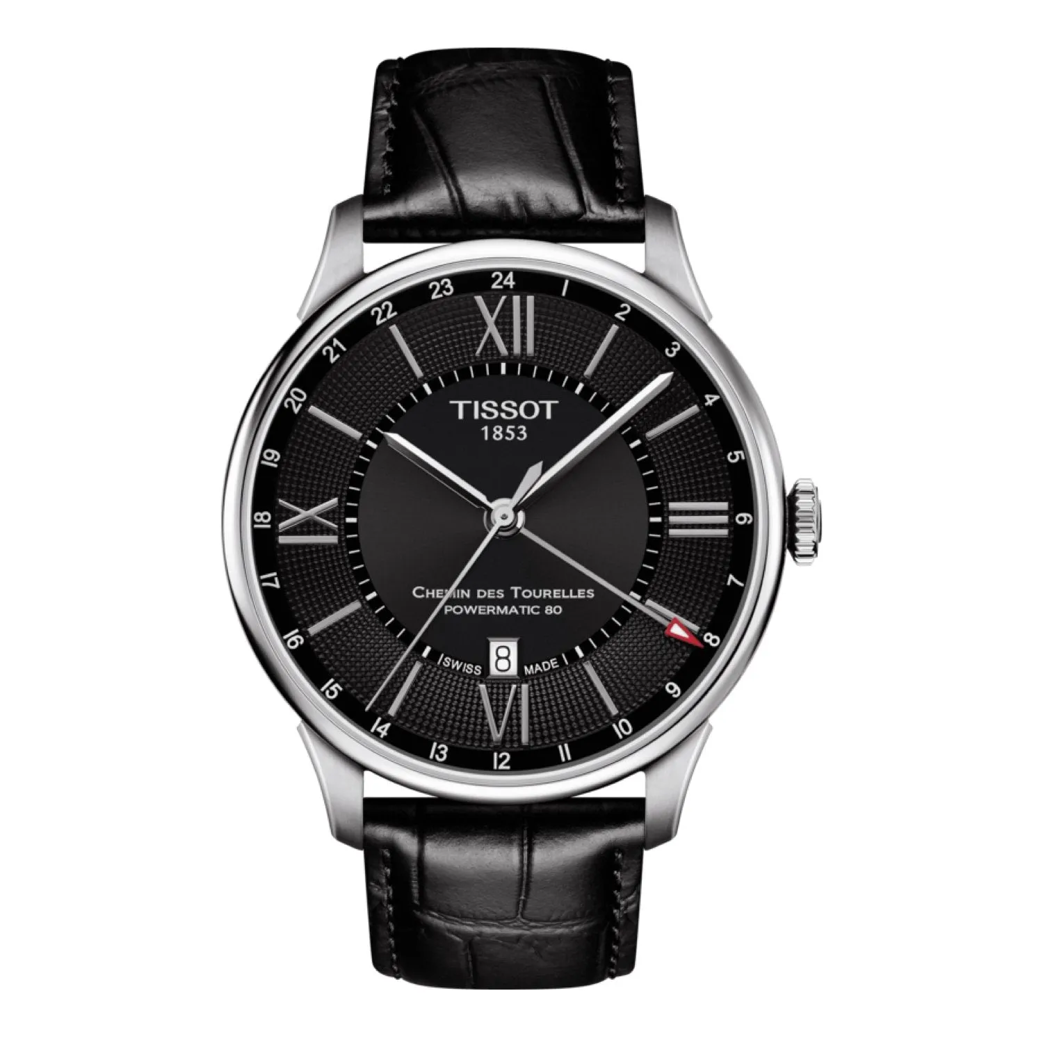 Tissot 21mm Chemin Des Tourelles Black Leather Strap without Buckle