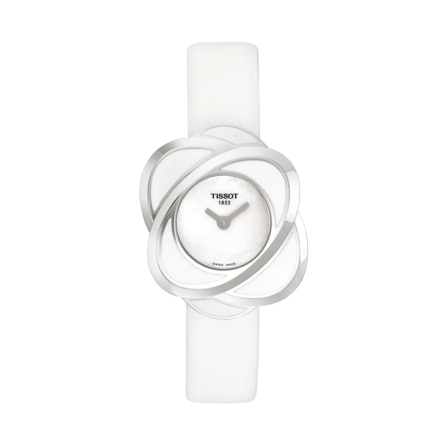 Tissot S12mm Flower Power White Textile Over Leather Strap without Buckle