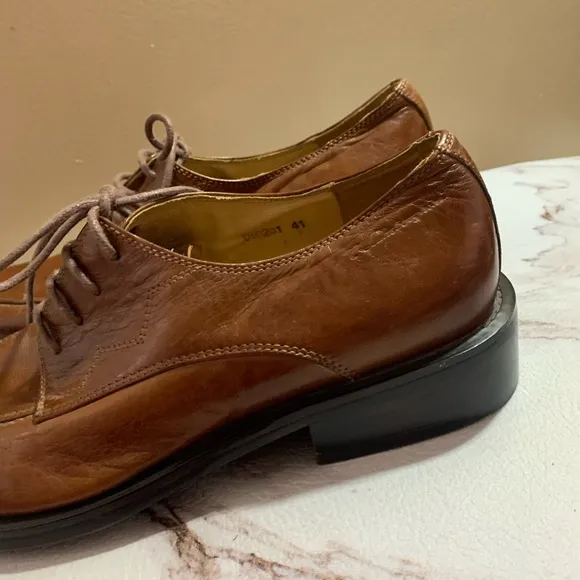 TONINO LAMBORGHINI Brown Leather Lace Up Loafer Size Men's 41