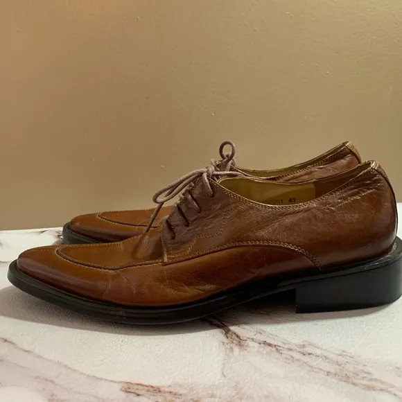 TONINO LAMBORGHINI Brown Leather Lace Up Loafer Size Men's 41