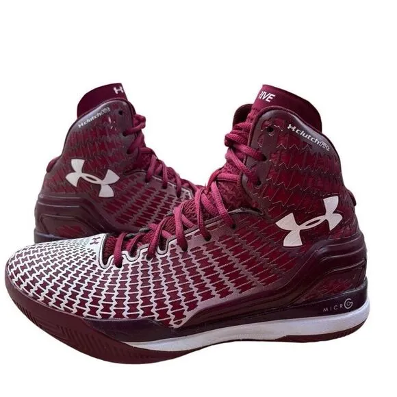 Under Armour Clutchfit Drive 3 Red Burgundy Basketball Athletic Shoes Size 8