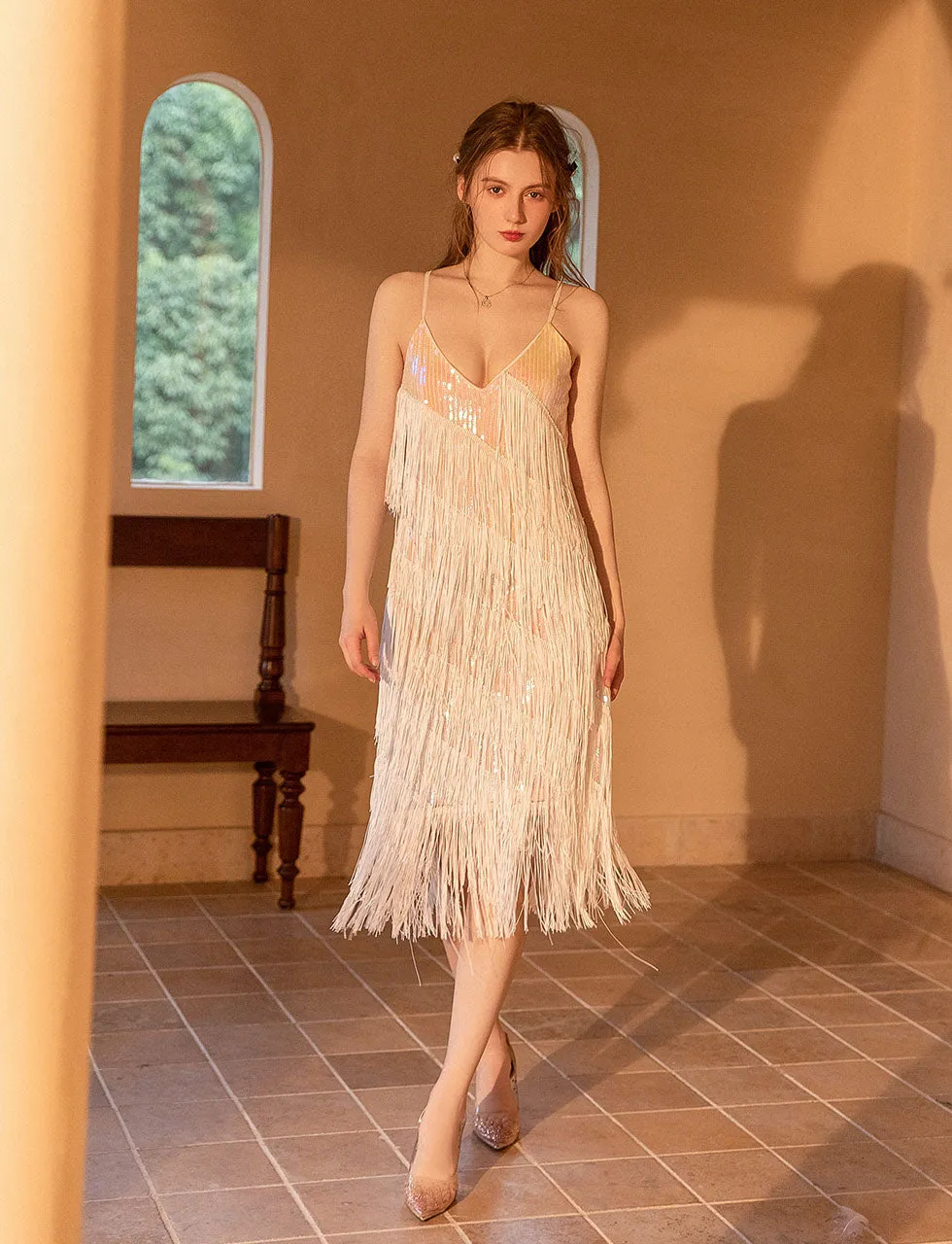 V Neck Strap Sequins Vintage Dress Sexy Party Dress
