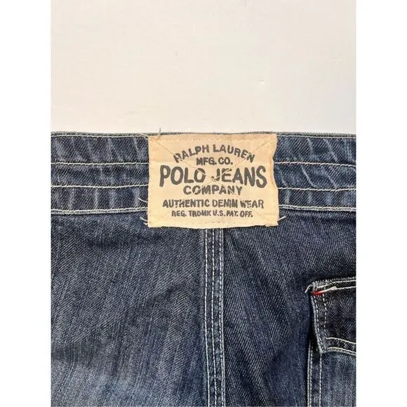 Vintage Polo Ralph Lauren Jeans Co Y2K 90's Lace Up Denim w Red Straight Size 8