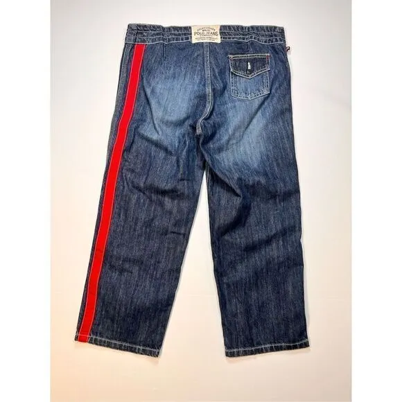 Vintage Polo Ralph Lauren Jeans Co Y2K 90's Lace Up Denim w Red Straight Size 8
