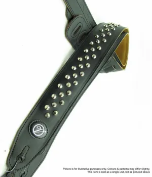 Vorson Black Leather Guitar Strap with Metal Studs