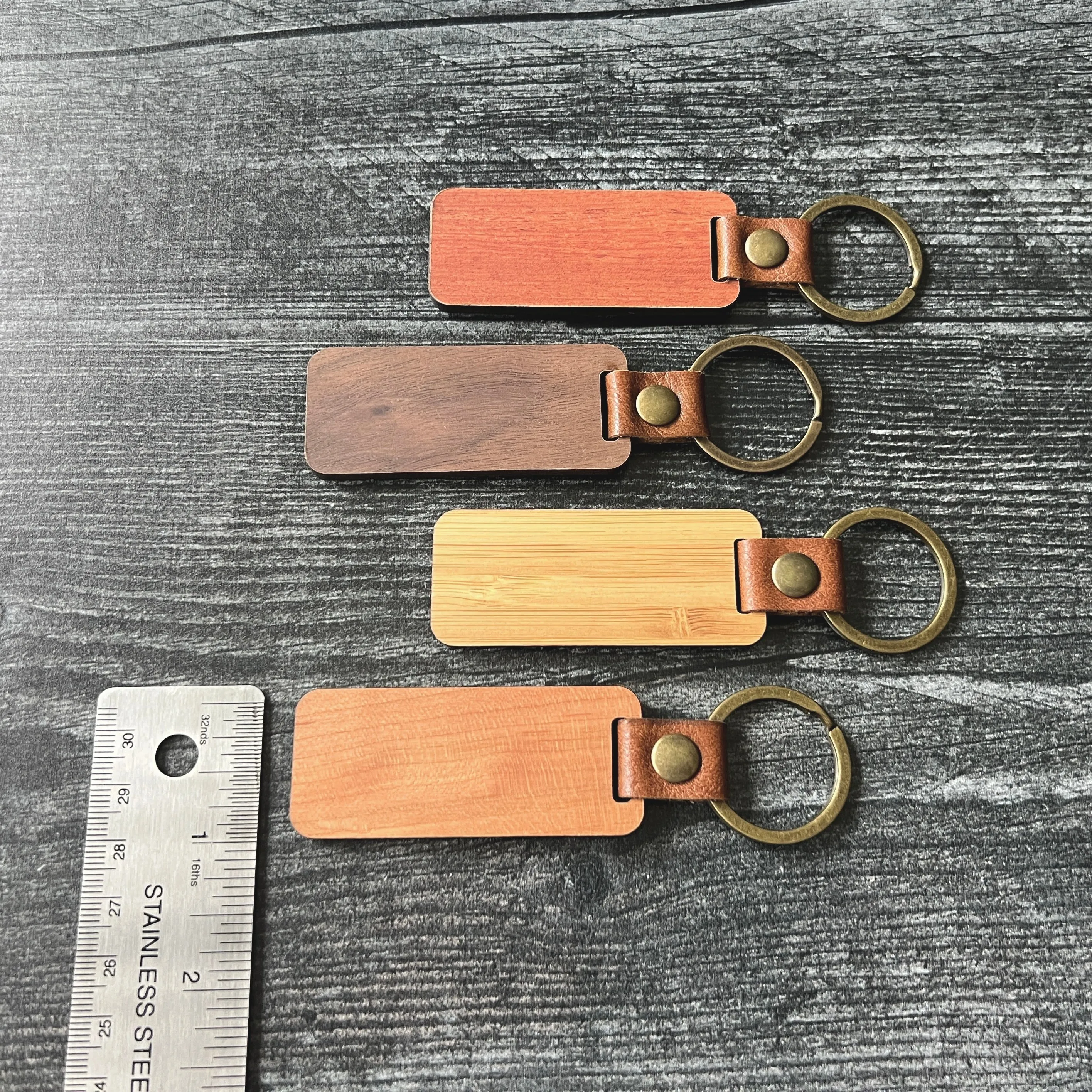 Walnut, Cherry, Bamboo, and Rosewood Keychain Blanks