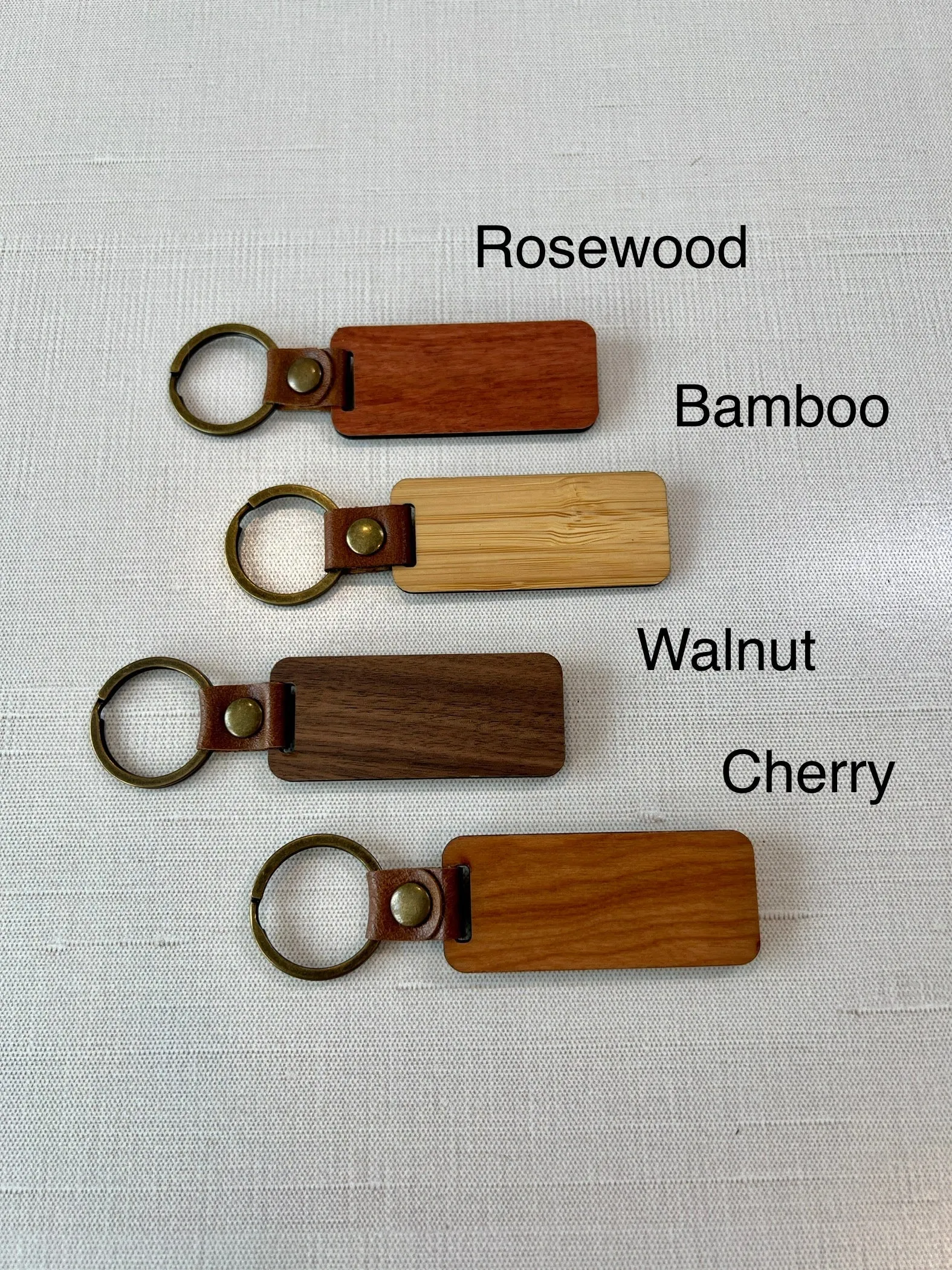Walnut, Cherry, Bamboo, and Rosewood Keychain Blanks