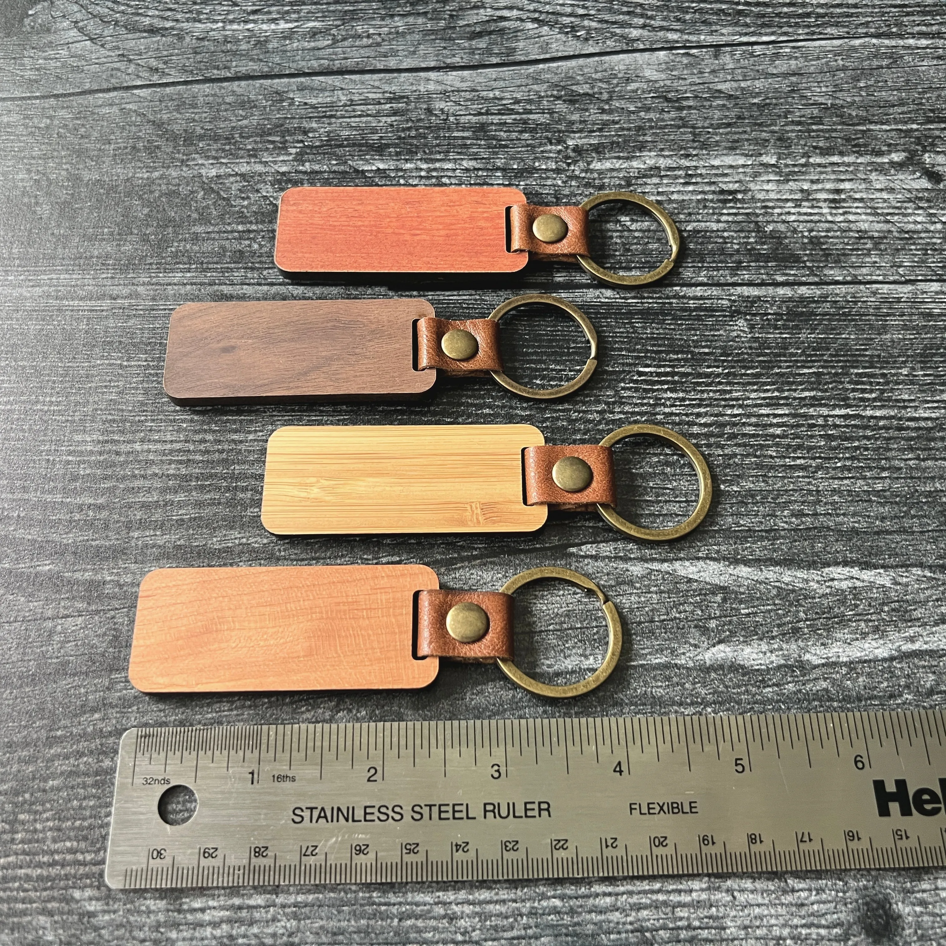Walnut, Cherry, Bamboo, and Rosewood Keychain Blanks