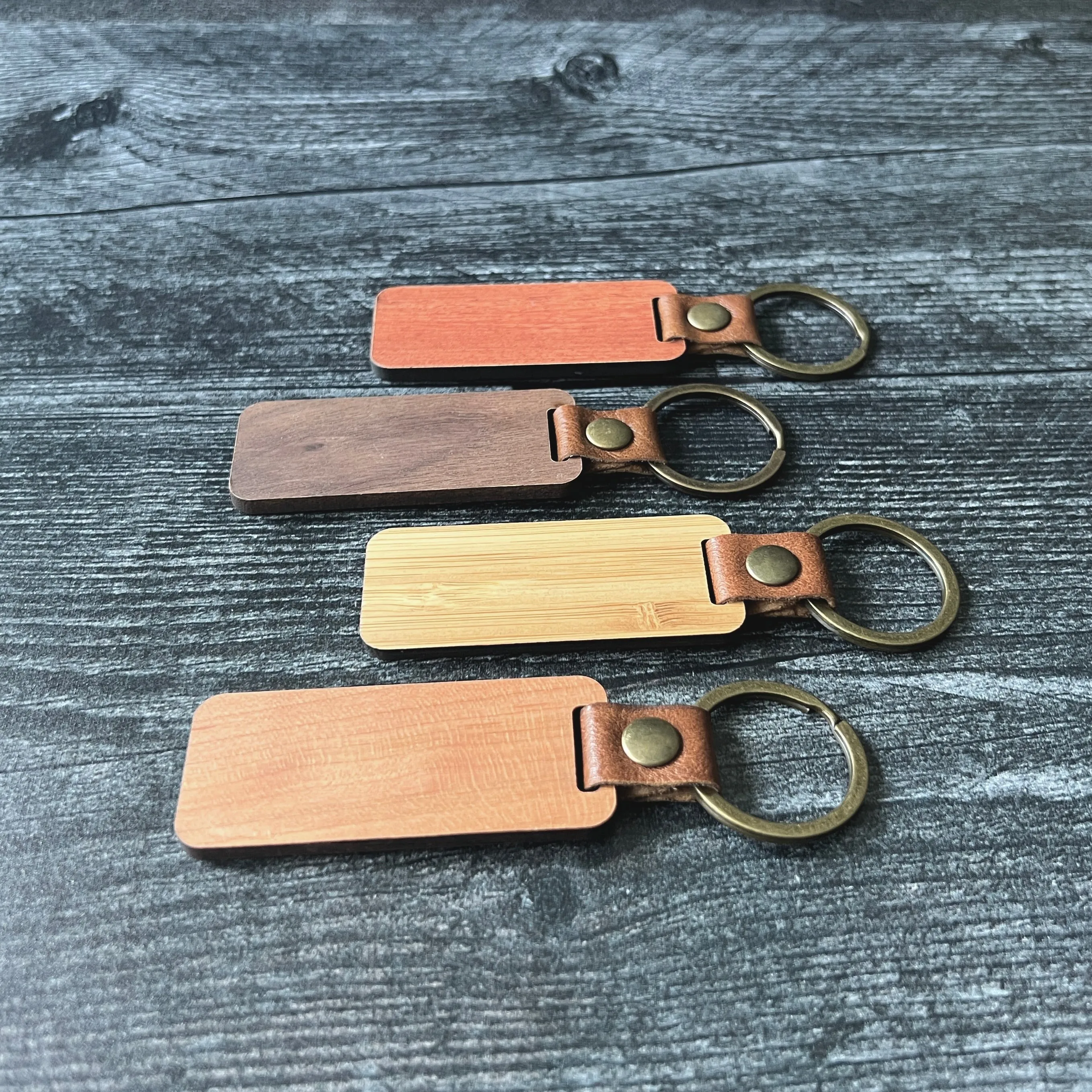 Walnut, Cherry, Bamboo, and Rosewood Keychain Blanks