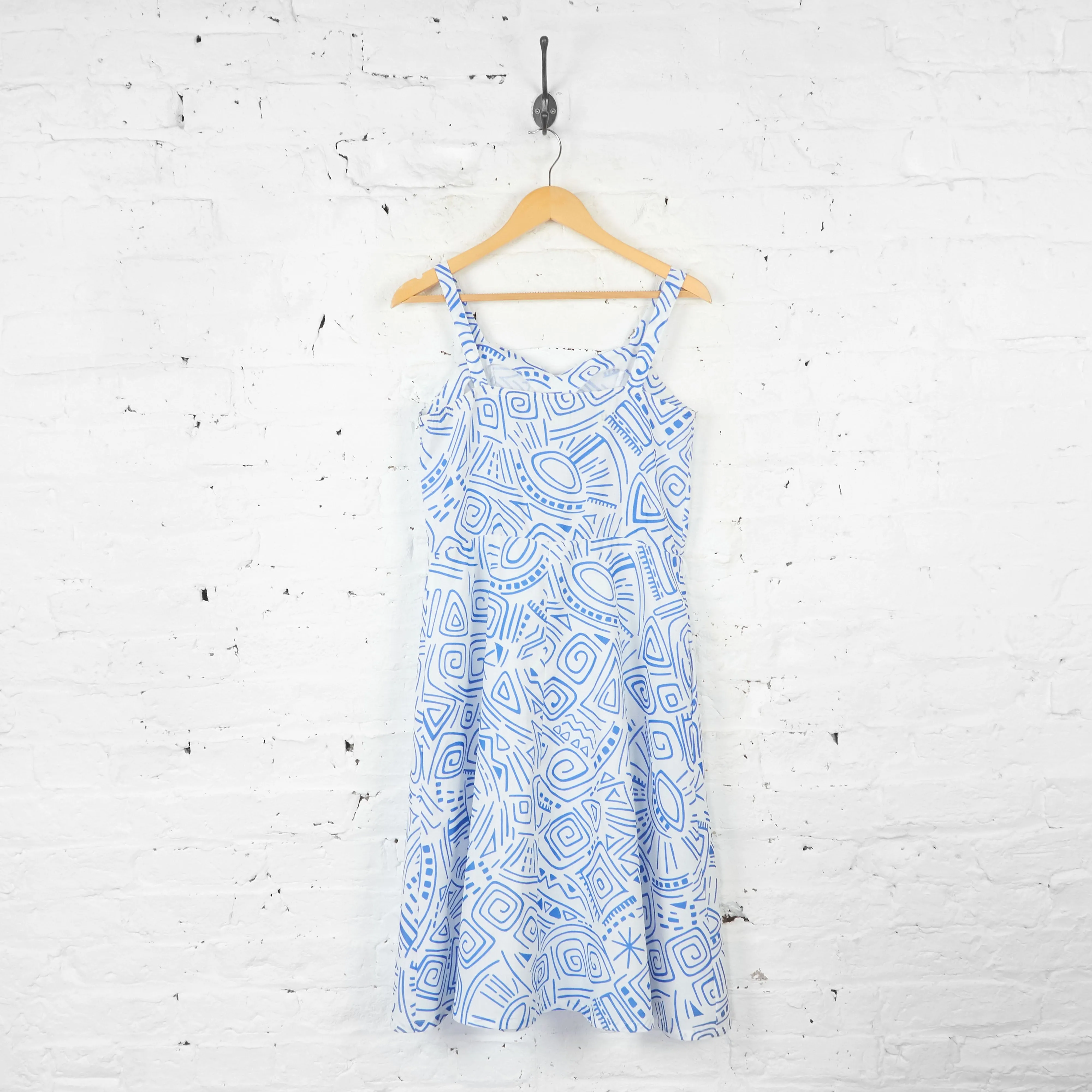 Womens 90s Pattern Strap Dress - White - UK 10