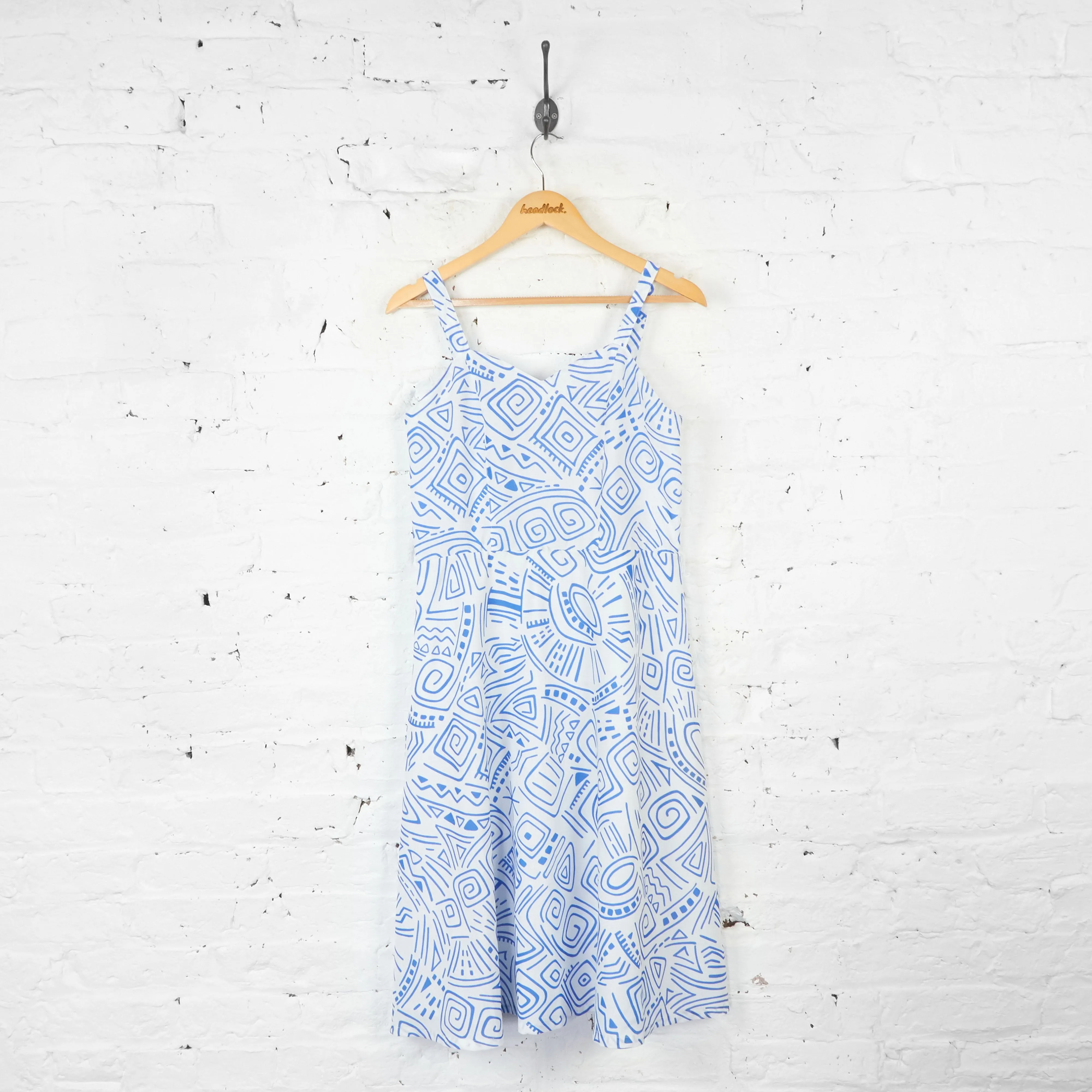 Womens 90s Pattern Strap Dress - White - UK 10