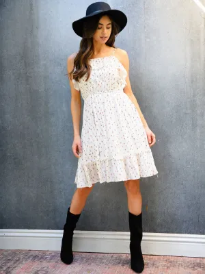 WOMEN'S FLORAL RUFFLE MIDI DRESS