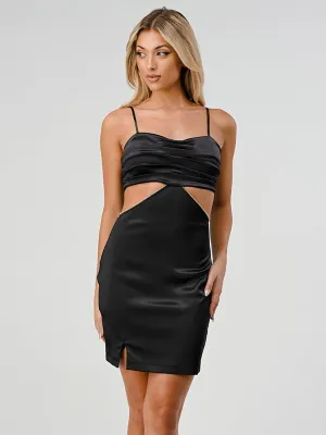 WOMEN'S SLEEVELESS BODYCON CUT OUT TRIM DETAILED MINI DRESS