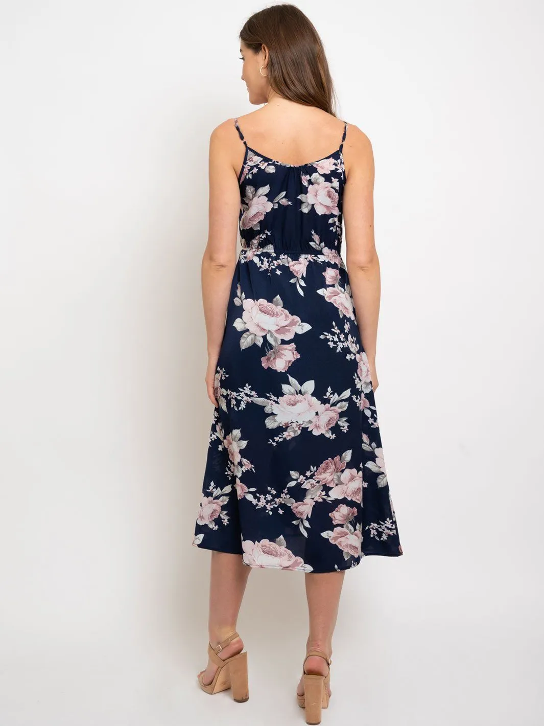 WOMEN'S SLEEVELESS FLORAL MIDI DRESS