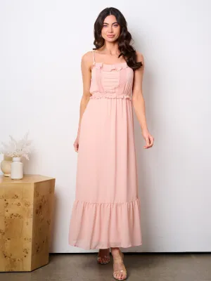WOMEN'S SLEEVELESS RUFFLE DETAILED TIERED MAXI DRESS