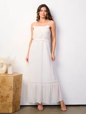 WOMEN'S SLEEVELESS RUFFLE DETAILED TIERED MAXI DRESS