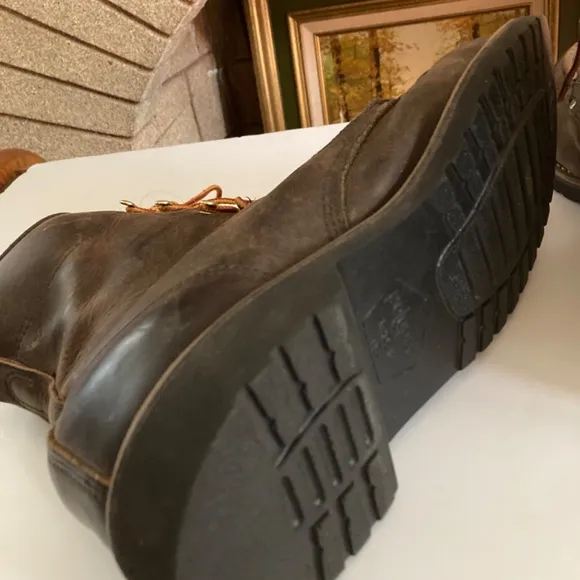 Work Sport Brown Leather Lace Up Brass Grommet Men’s Work Boot Size 11D