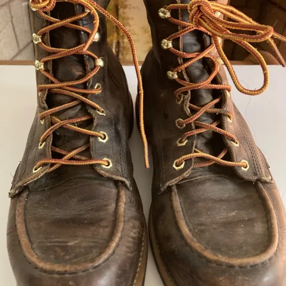 Work Sport Brown Leather Lace Up Brass Grommet Men’s Work Boot Size 11D
