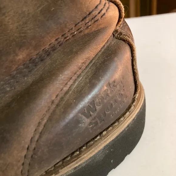 Work Sport Brown Leather Lace Up Brass Grommet Men’s Work Boot Size 11D