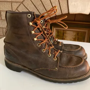 Work Sport Brown Leather Lace Up Brass Grommet Men’s Work Boot Size 11D